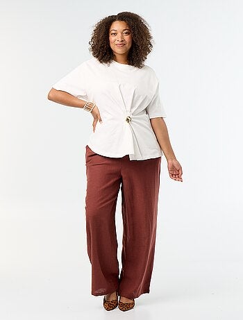 Pantaloni dritti in misto lino