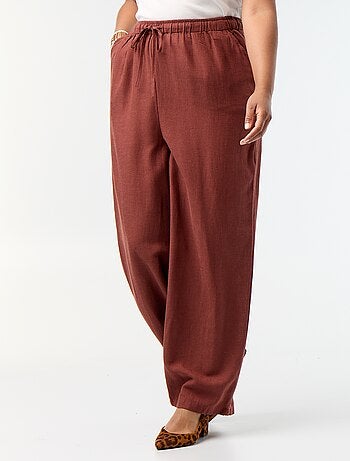 Pantaloni dritti in misto lino