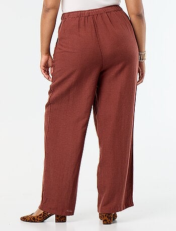 Pantaloni dritti in misto lino