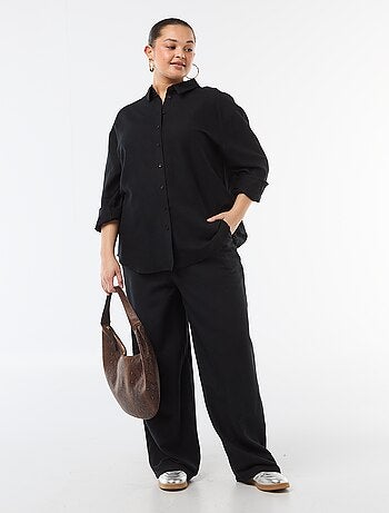 Pantaloni dritti in misto lino