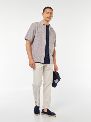 Pantaloni dritti in popeline croccante
