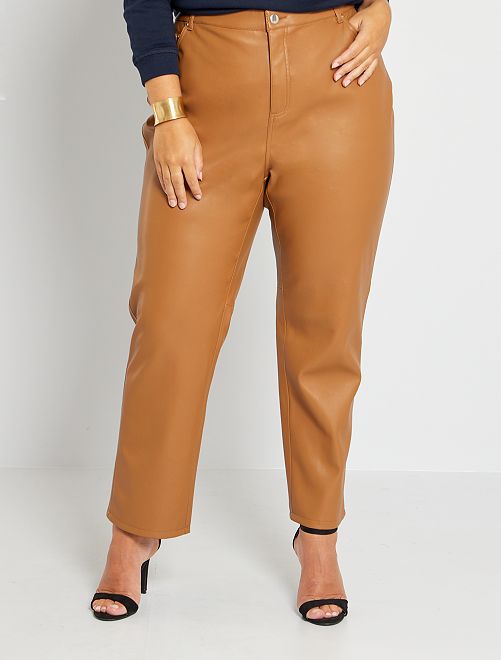 Pantaloni dritti in similpelle - BEIGE - Kiabi - 20.00€