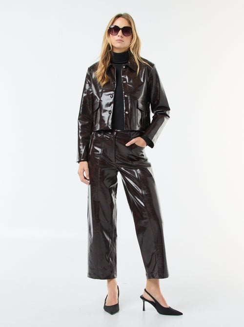 Pantaloni dritti in similpelle effetto 'pelle di serpente' - Kiabi