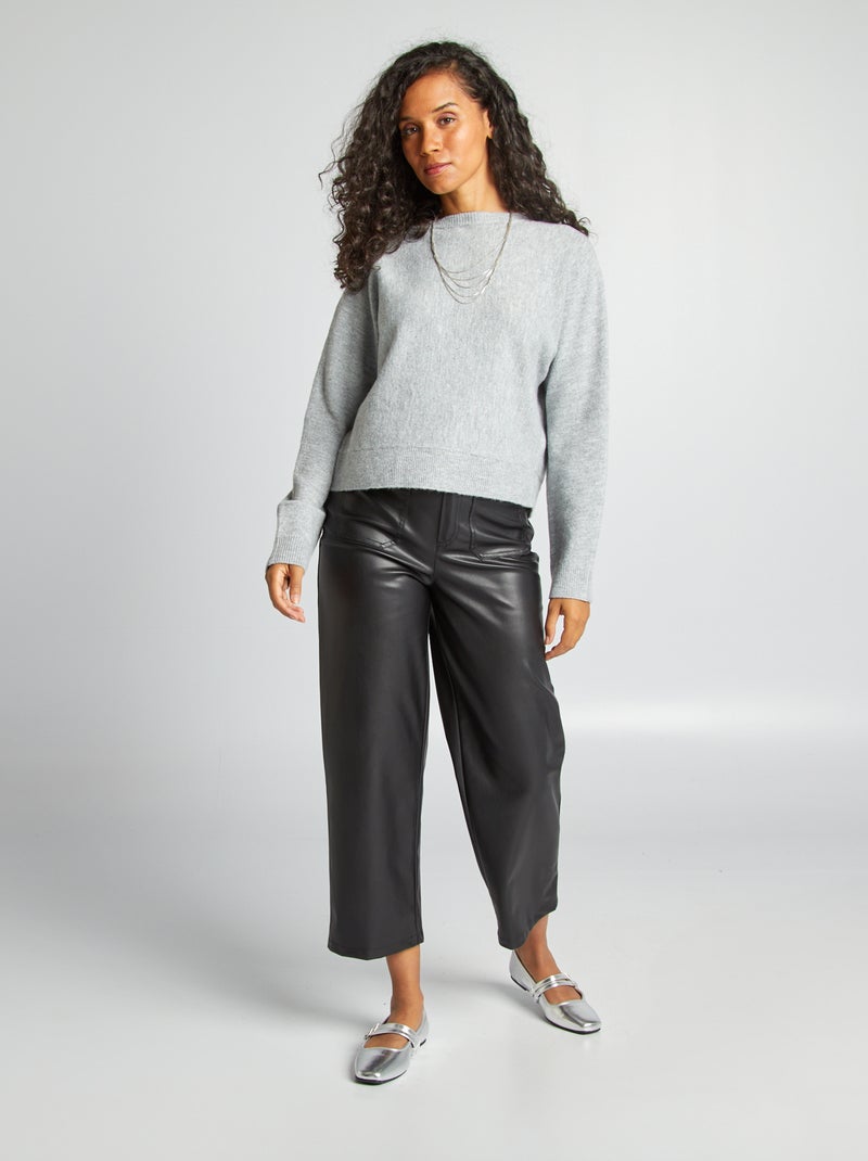 Pantaloni dritti in similpelle nero - Kiabi