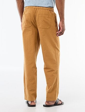 Pantaloni dritti leggeri in misto lino