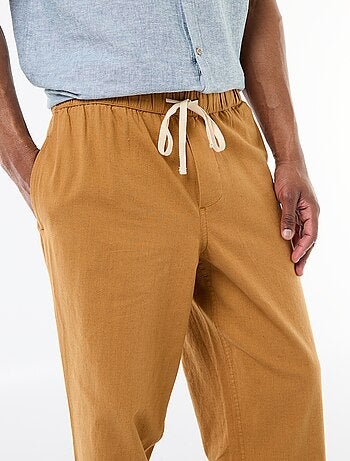 Pantaloni dritti leggeri in misto lino