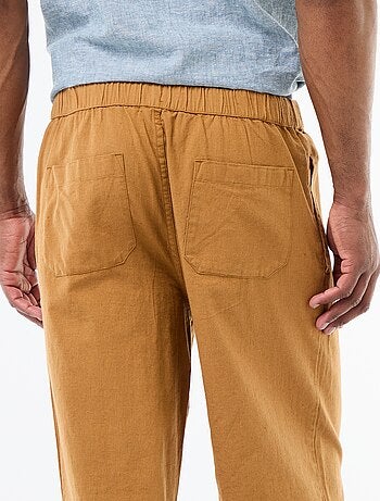 Pantaloni dritti leggeri in misto lino