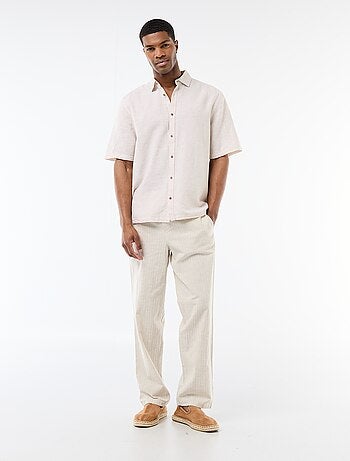 Pantaloni dritti leggeri in misto lino