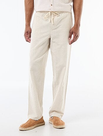 Pantaloni dritti leggeri in misto lino