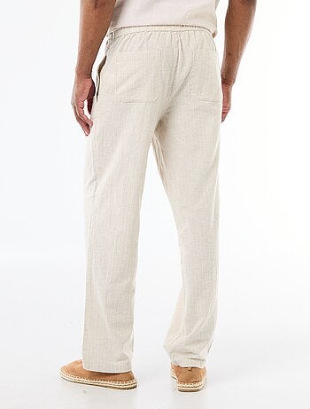 Pantaloni dritti leggeri in misto lino