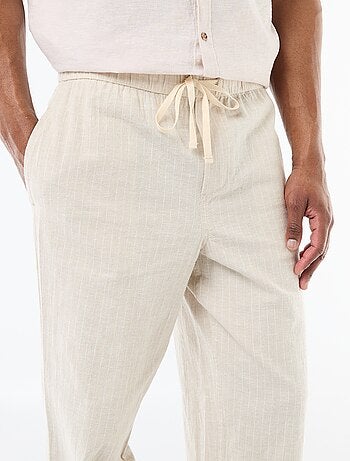 Pantaloni dritti leggeri in misto lino