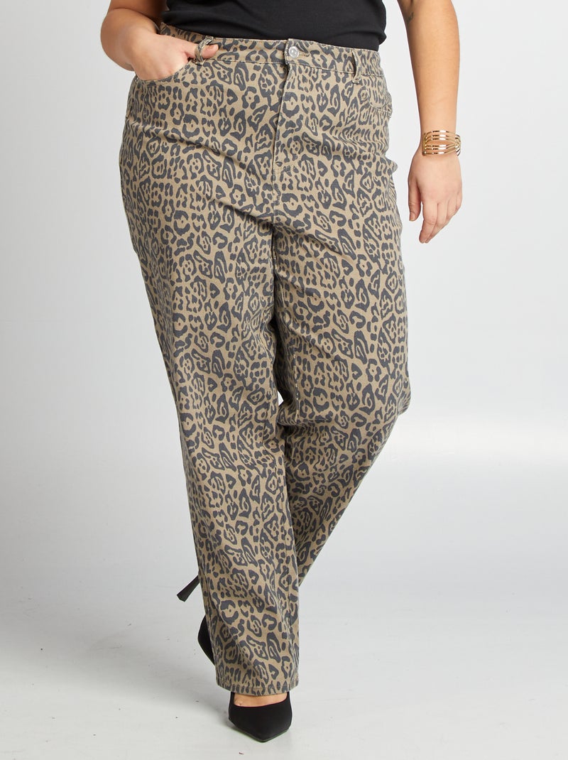 Pantaloni dritti 'leopardo' MARRONE - Kiabi