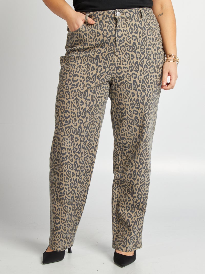 Pantaloni dritti 'leopardo' MARRONE - Kiabi