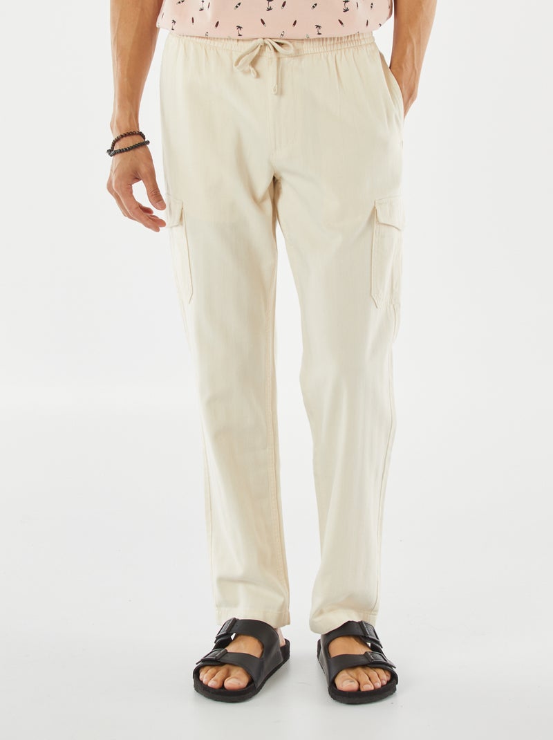 Pantaloni ampi in velluto a coste tinta unita - Marrone - Taglie forti