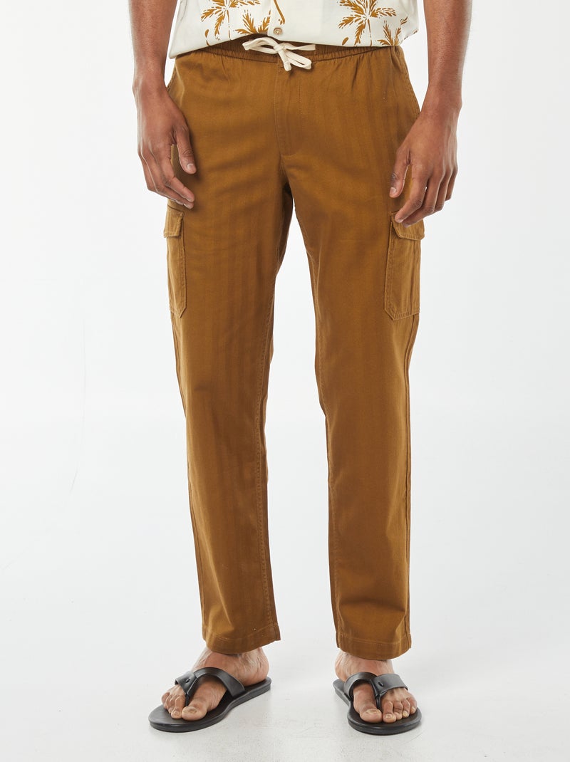 Pantaloni dritti multitasche in twill Kaki - Kiabi