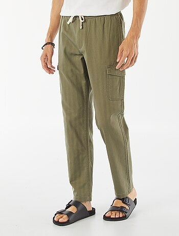 Pantaloni dritti multitasche in twill