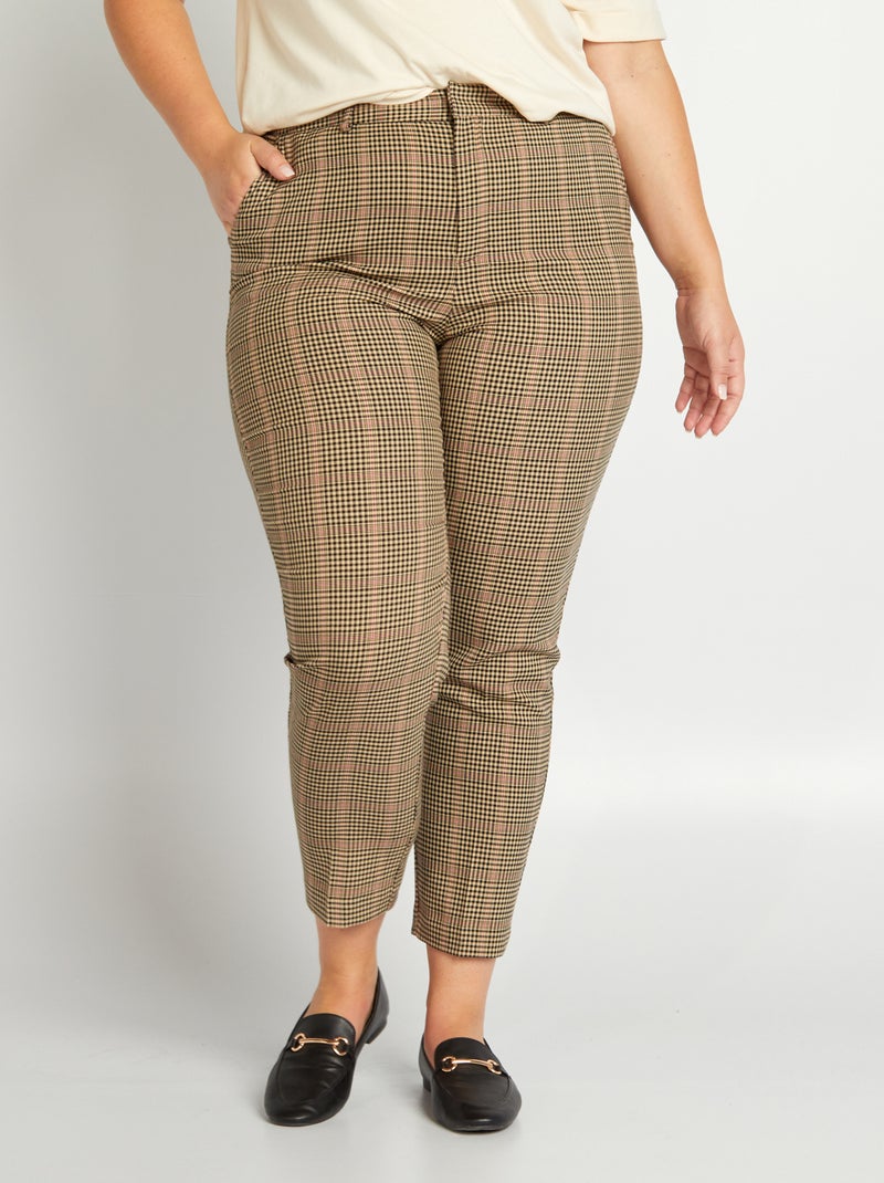 Pantaloni dritti pied de poule MARRONE - Kiabi