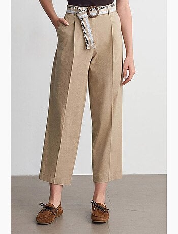 Pantaloni dritti plissettati con cintura dilvin