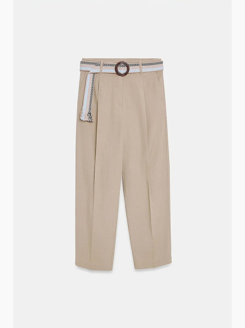 Pantaloni dritti plissettati con cintura dilvin Beige argilla - Kiabi