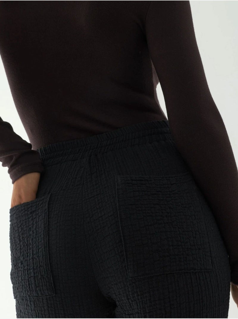 Pantaloni dritti testurizzati a vita alta di alta qualità hiccup Nero - Kiabi