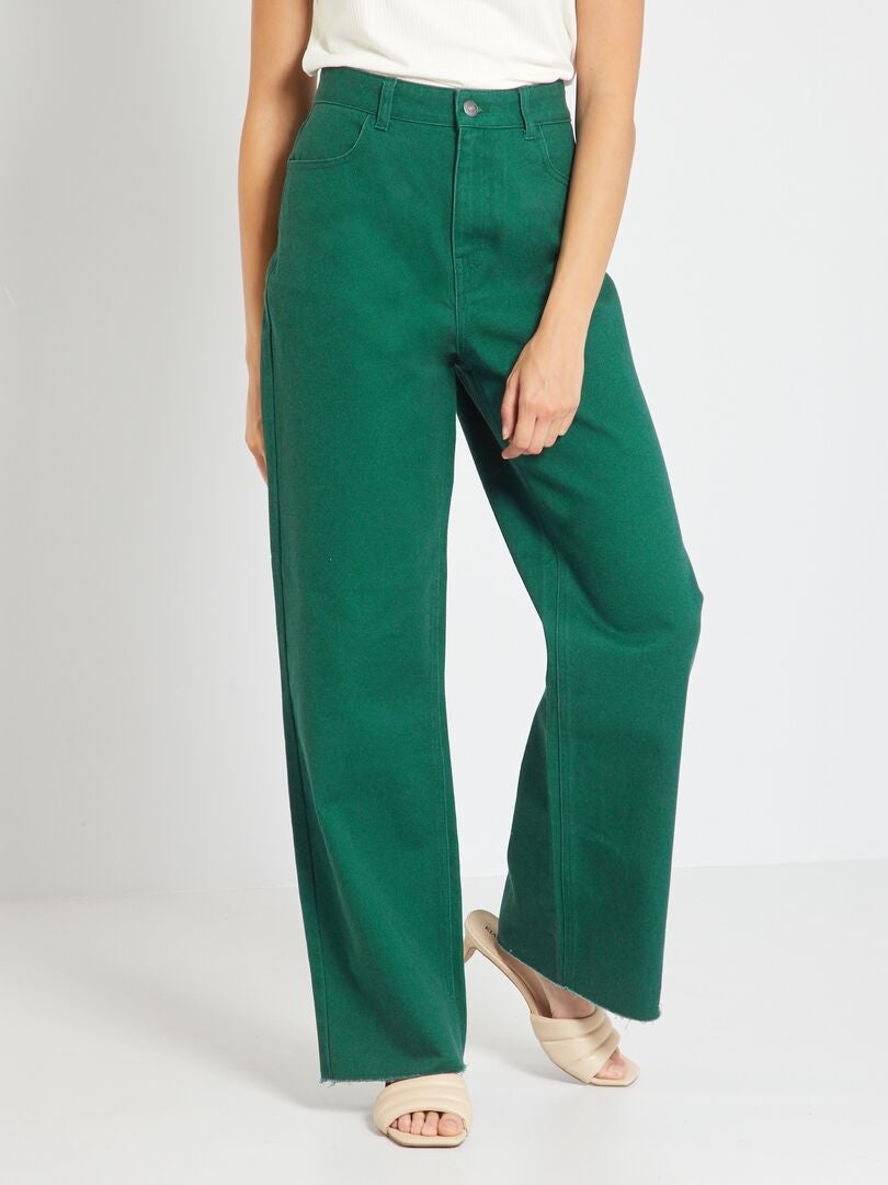 Pantaloni effetto denim grigio verde - Kiabi