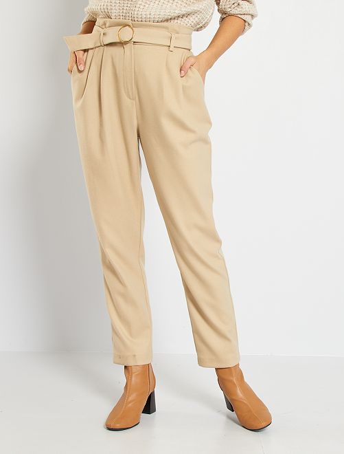 Pantaloni effetto flanella - BEIGE - Kiabi - 20.00€