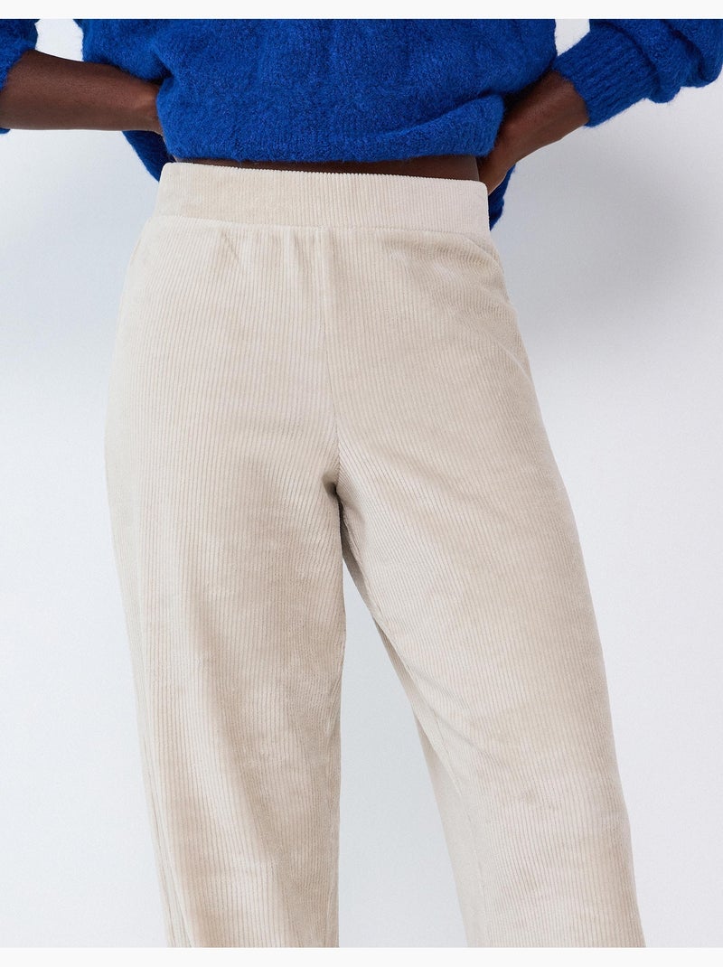 Pantaloni effetto velluto a coste, mo fashion Beige - Kiabi