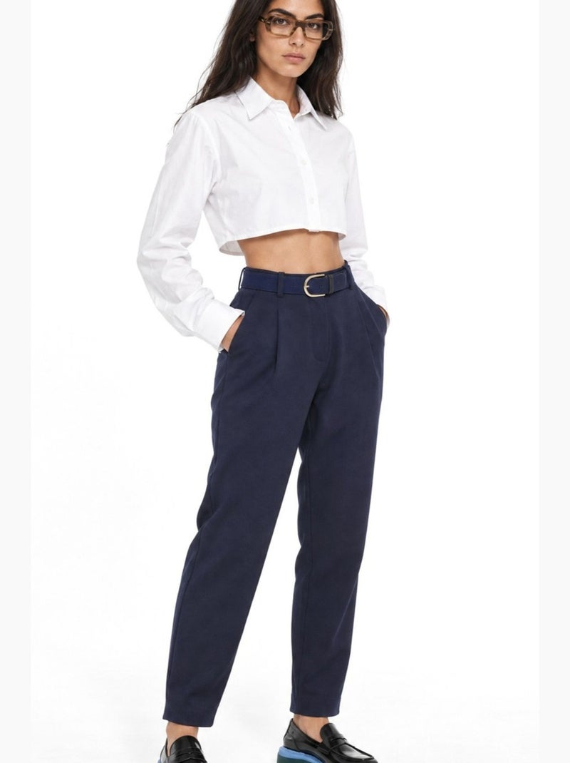 Pantaloni elasticizzati da donna in misto cotone busem Blu marino - Kiabi