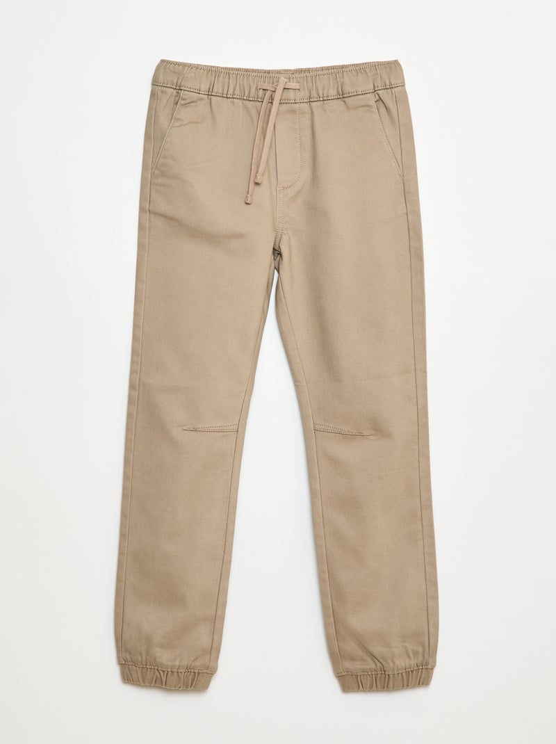 Pantaloni elasticizzati in cotone Beige - Kiabi