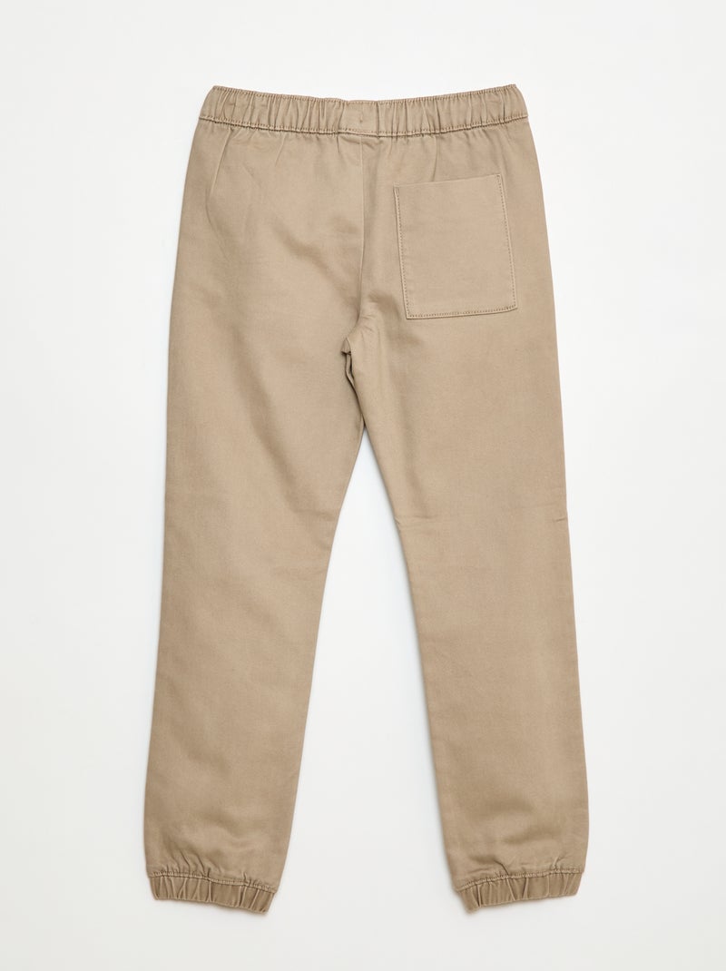 Pantaloni elasticizzati in cotone Beige - Kiabi