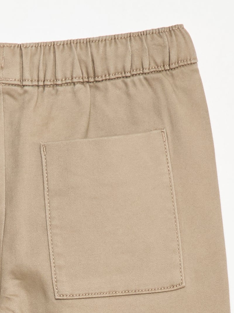 Pantaloni elasticizzati in cotone Beige - Kiabi