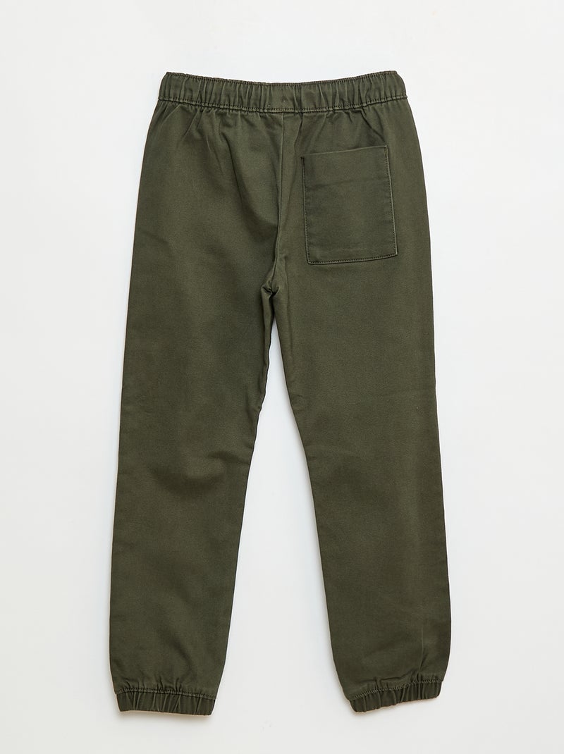 Pantaloni elasticizzati in cotone Kaki - Kiabi