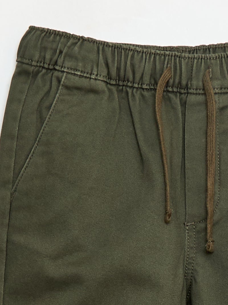 Pantaloni elasticizzati in cotone Kaki - Kiabi
