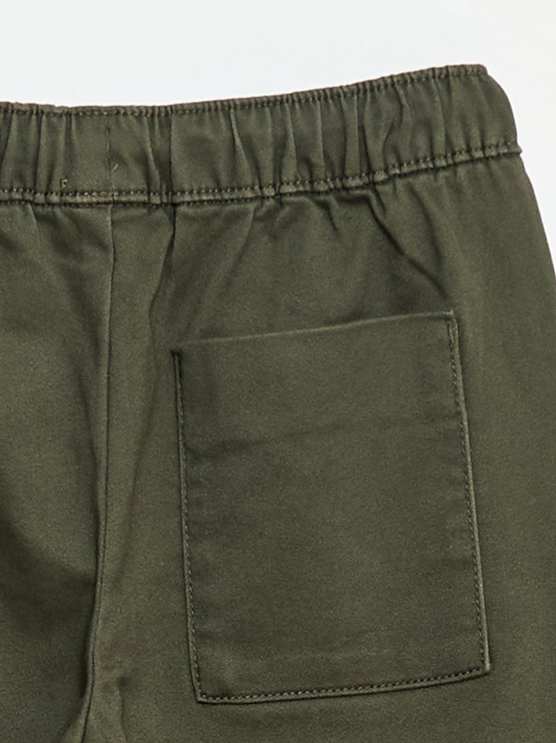 Pantaloni elasticizzati in cotone Kaki - Kiabi