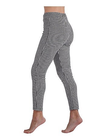 Pantaloni elasticizzati lunghi a pied de poule da donna ADMAS