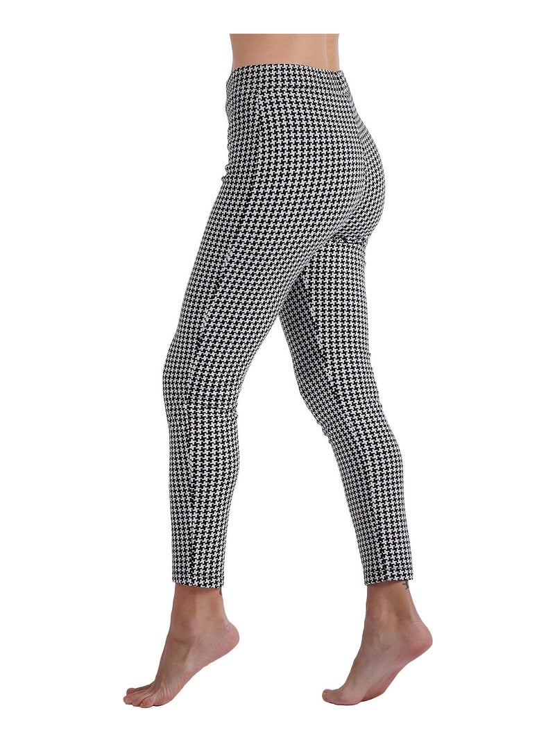 Pantaloni elasticizzati lunghi a pied de poule da donna ADMAS Ecru - Kiabi