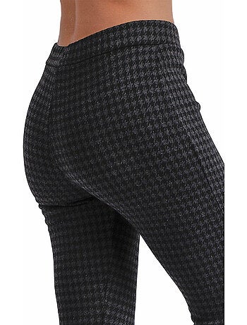 Pantaloni elasticizzati lunghi a pied de poule da donna ADMAS