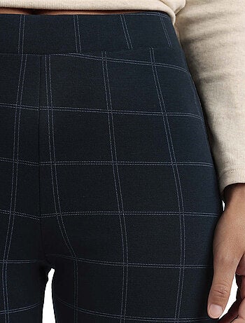 Pantaloni elasticizzati lunghi a quadri blu navy da donna ADMAS