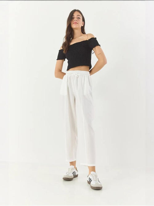 Pantaloni estivi con cintura e taglio carota e dettagli tascabili lucci - Kiabi