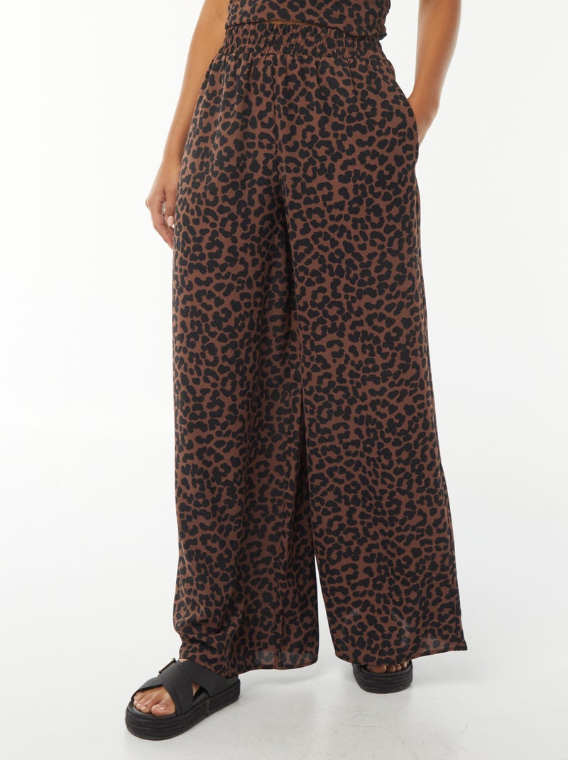 Pantaloni extra-large in tessuto morbido Beige - Kiabi