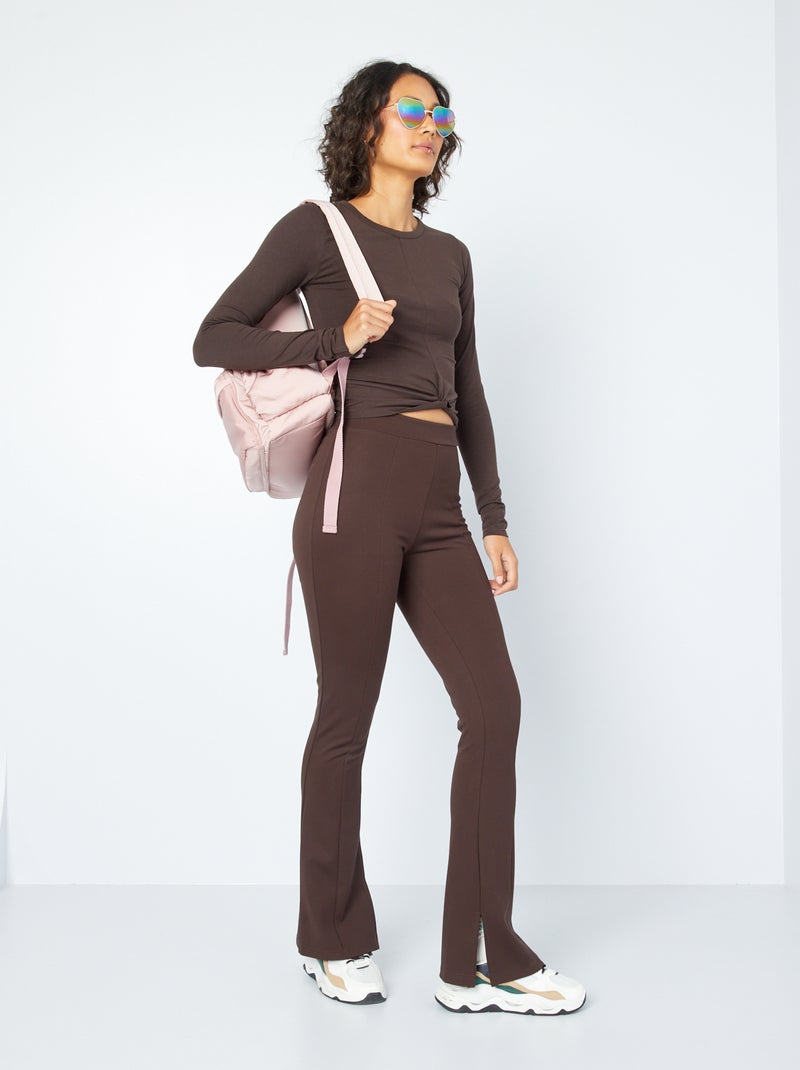Pantaloni flare bootcut con spacchi MARRONE - Kiabi