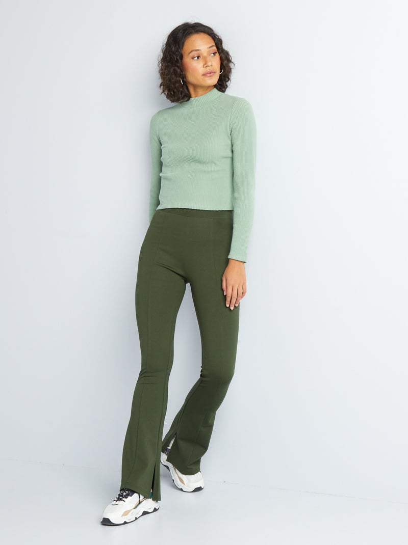 Pantaloni flare bootcut con spacchi VERDE - Kiabi