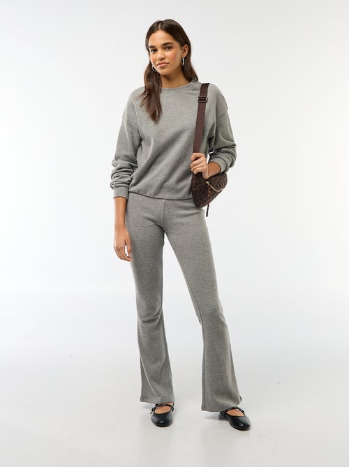 Pantaloni flare in cotone stretch in maglia doudou - Kiabi