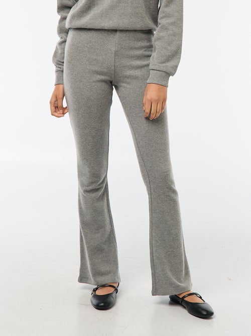 Pantaloni flare in cotone stretch in maglia doudou - Kiabi