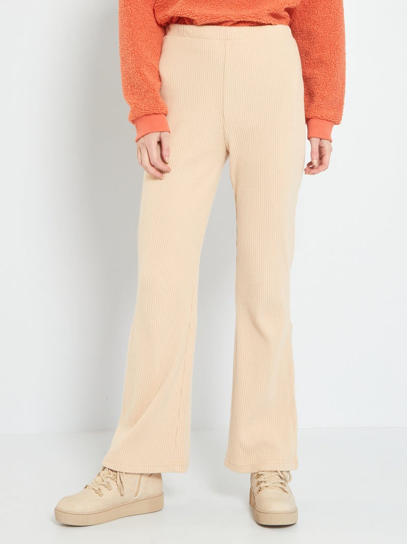 Pantaloni flare in maglia a coste BEIGE - Kiabi