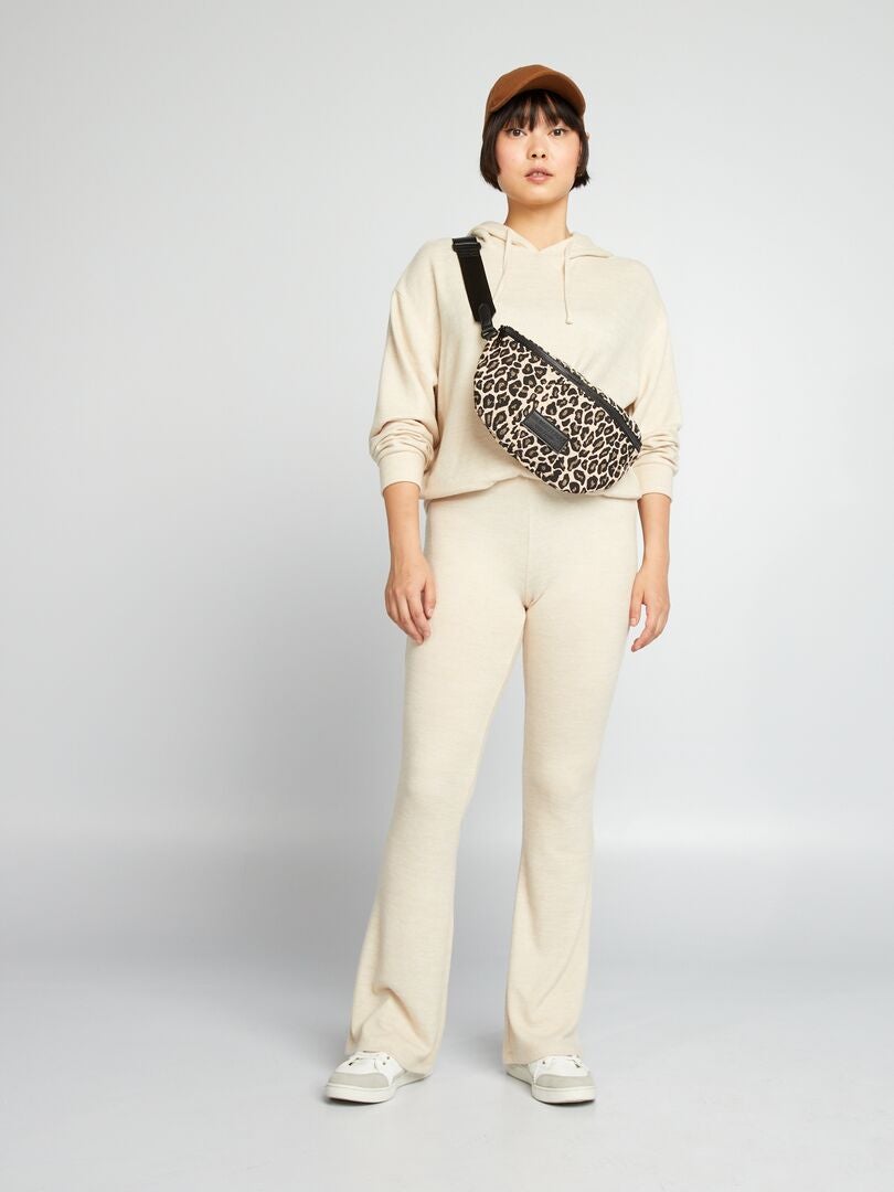 Pantaloni flare in maglia doudou BEIGE - Kiabi