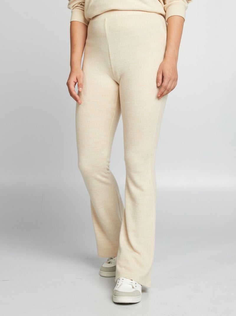 Pantaloni flare in maglia doudou BEIGE - Kiabi