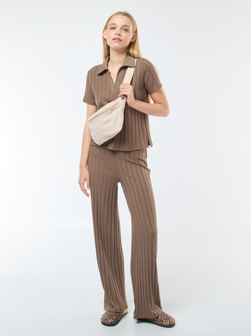 Pantaloni flare in maglia Marrone - Kiabi