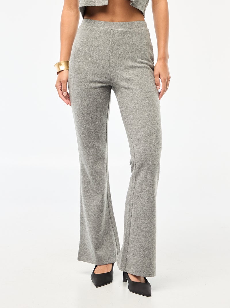 Pantaloni flare in maglia peluche Grigio - Kiabi
