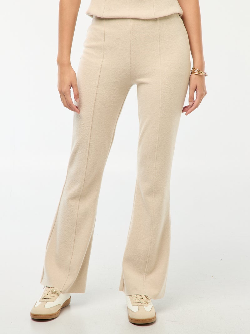 Pantaloni flare in maglia tinta unita Beige - Kiabi